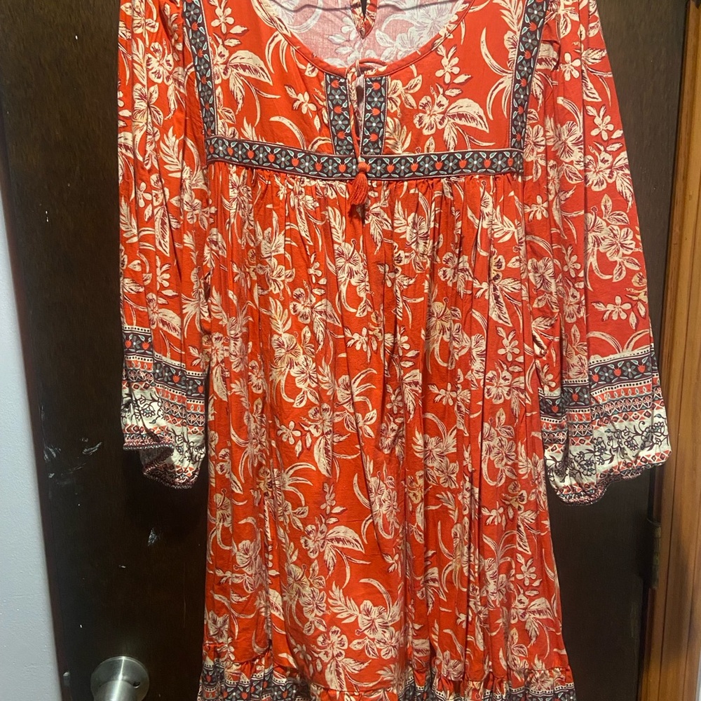 beachlunchlounge Red and White Long Sleeve Dress
